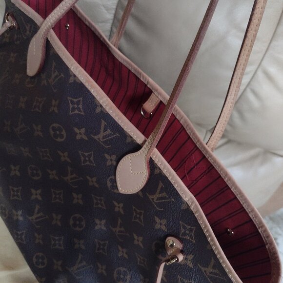 💯% authentic Louis Vuitton Neverfull Monogram Tote Mm rare cerise♥️ - Picture 12 of 15